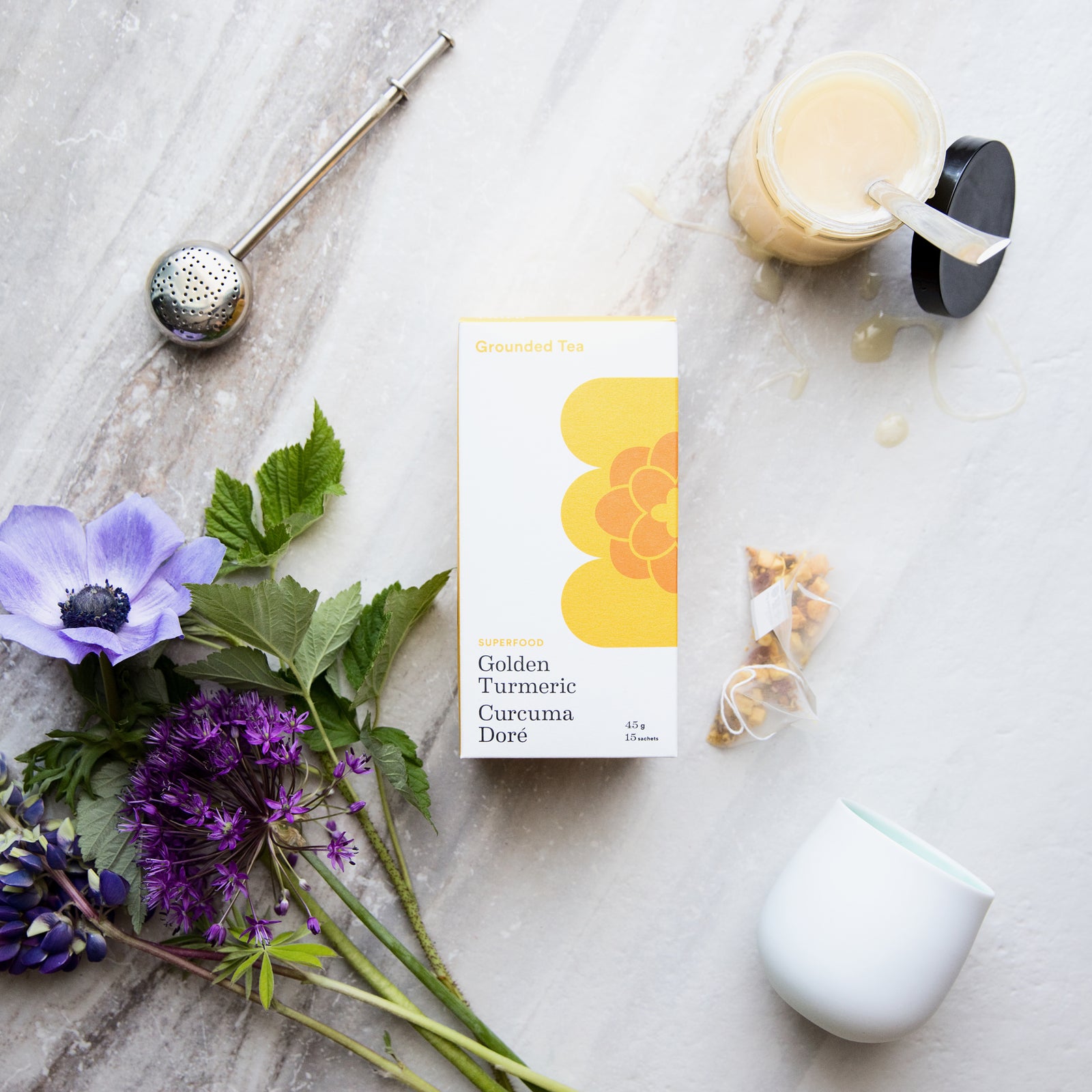 Turmeric, Superfood, Mango, Apple, Ginger, Cinnamon, Orange, Rose Hips, Black Peppercorn, Herbal, Tea Sachet
