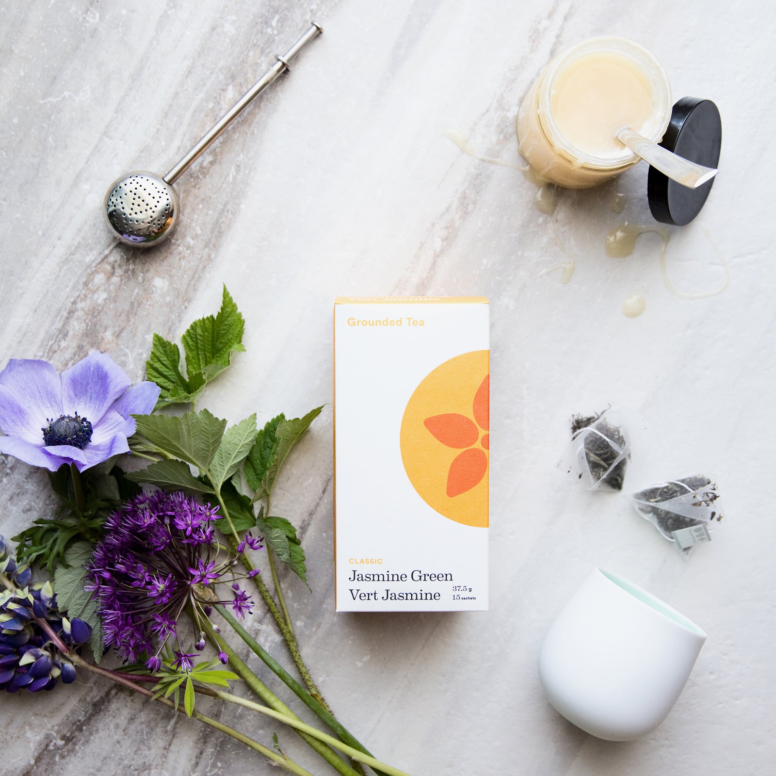 Green Tea, Jasmine Blossoms, Organic, Fujian, Tea Sachet